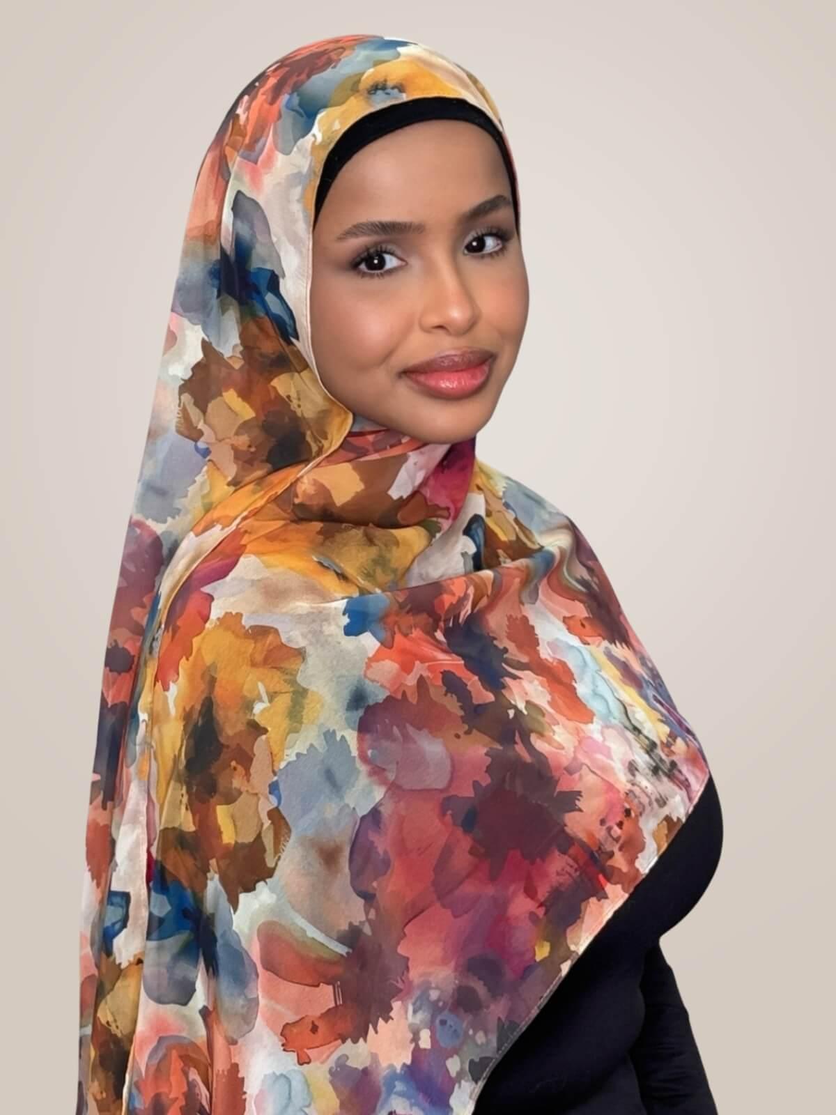 Printed Chiffon Hijab-Sienna Petals