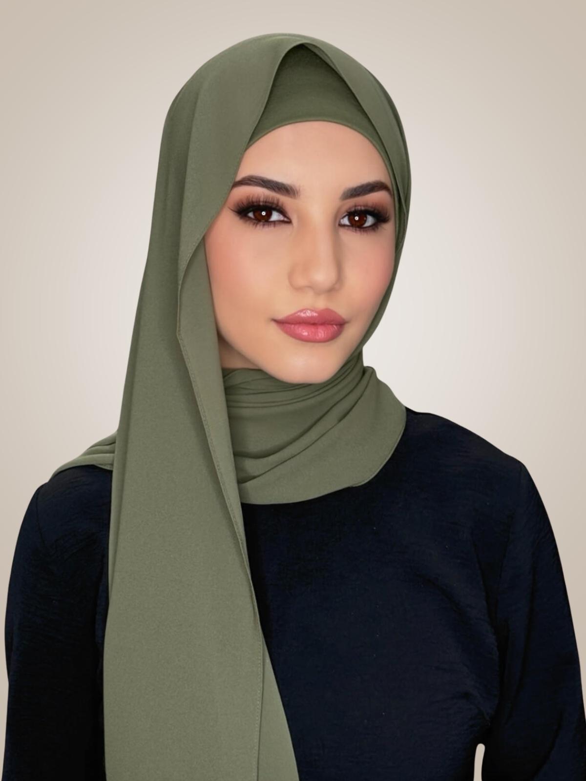 Matching Chiffon Hijab Set-Dusty Olive
