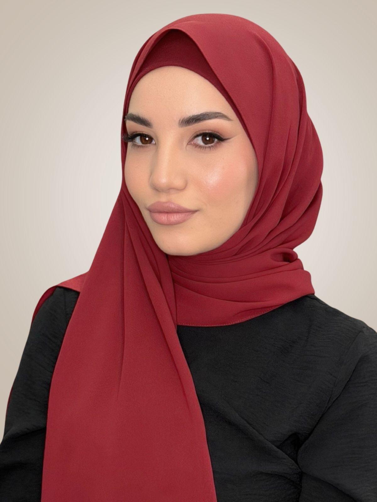 Matching Chiffon Hijab Set-Mahogany