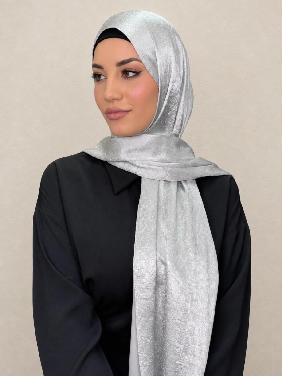 Classic Satin Hijab-Silver
