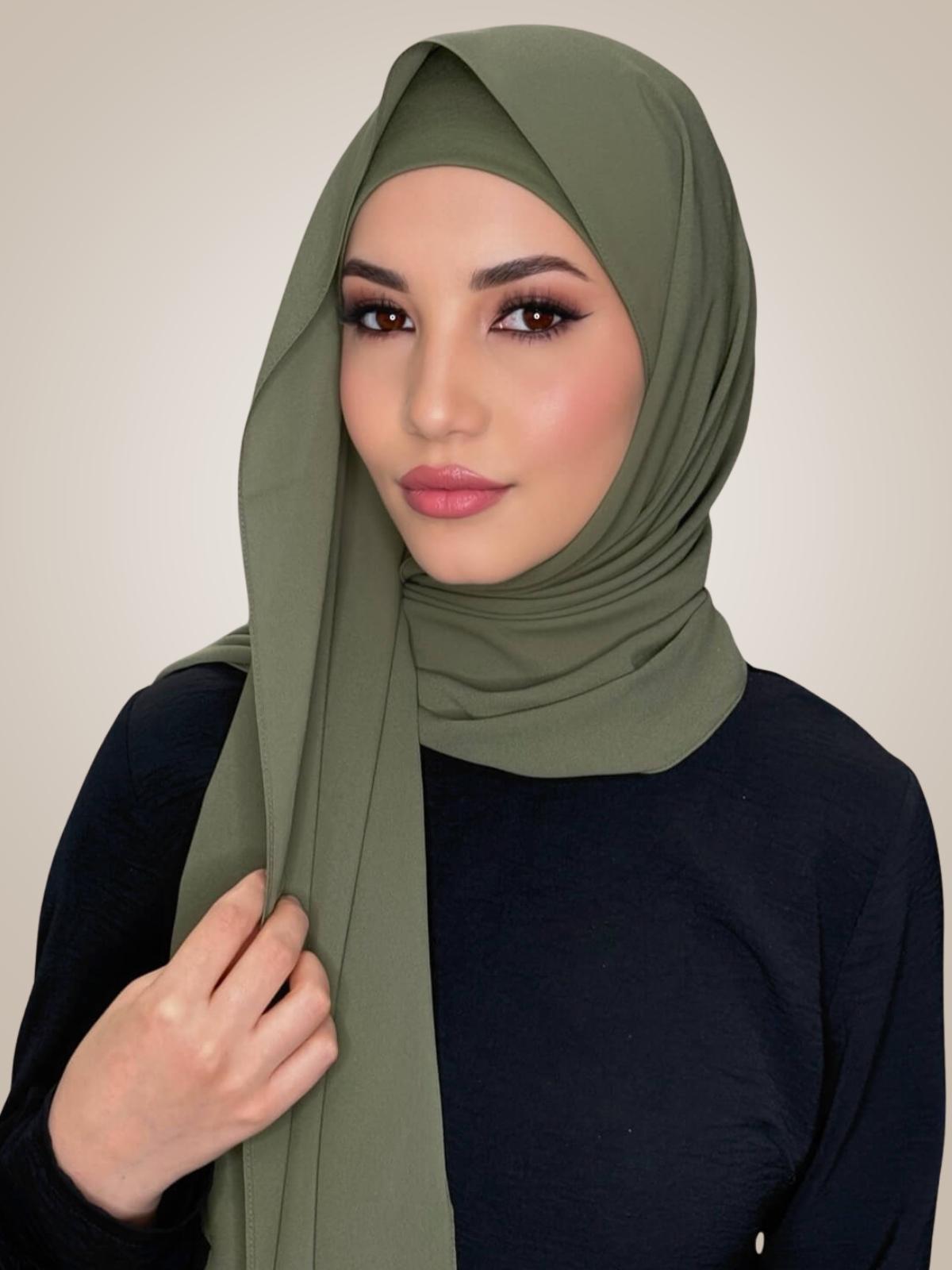 Matching Chiffon Hijab Set-Dusty Olive