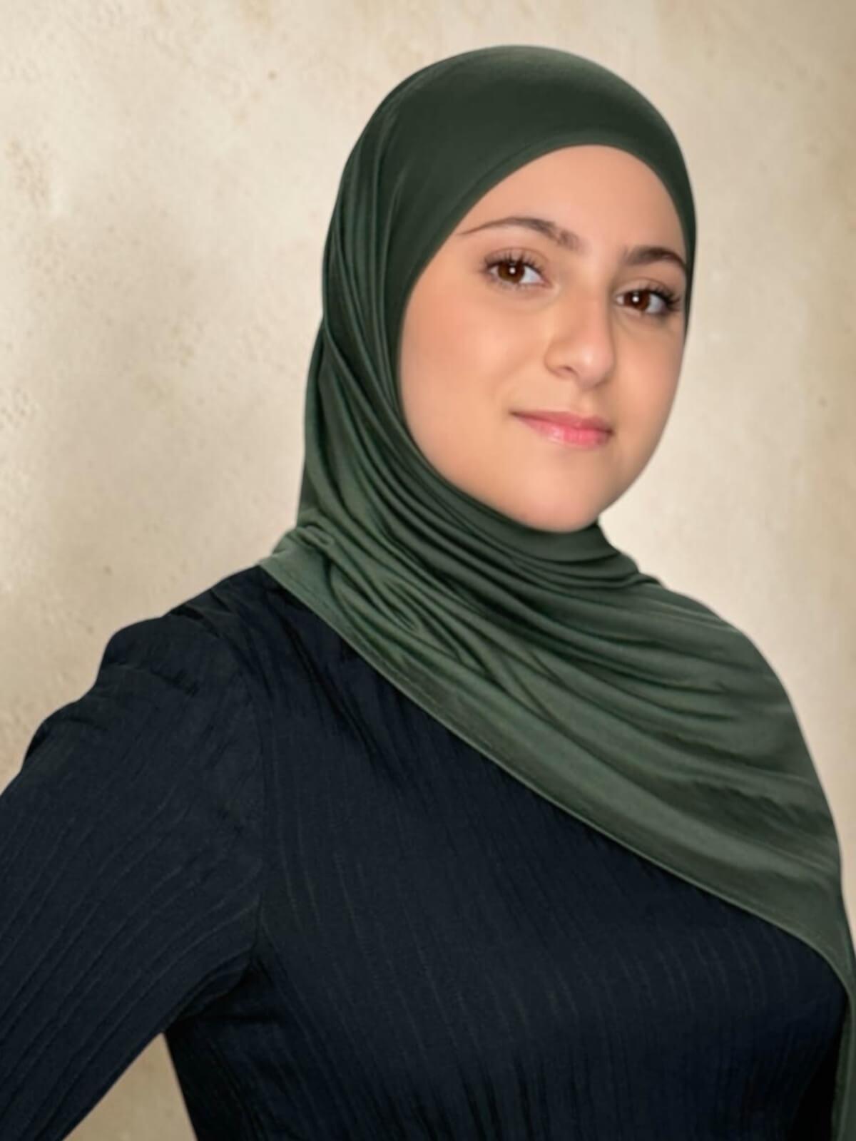 Modish Girl Pre-Sewn Jersey Hijab-Army Green
