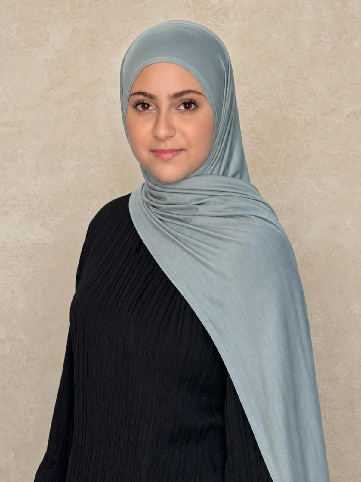 Modish Girl Pre-Sewn Jersey Hijab-Stone Green