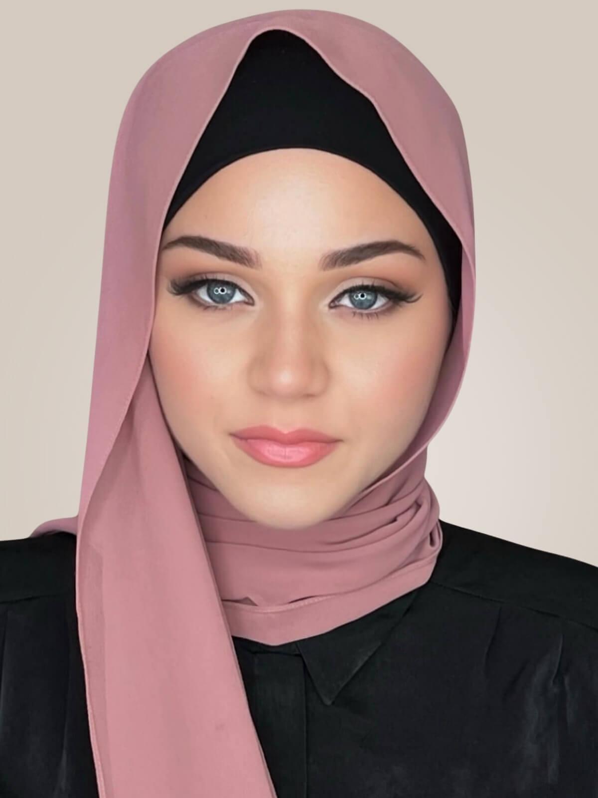 Luxury Chiffon Hijab- Rosey Brown