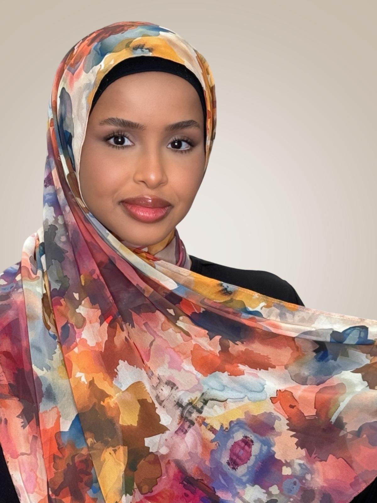 Printed Chiffon Hijab-Sienna Petals
