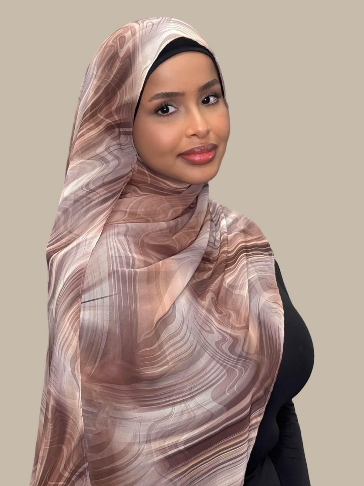 Printed Chiffon Hijab-Savanna Stripes