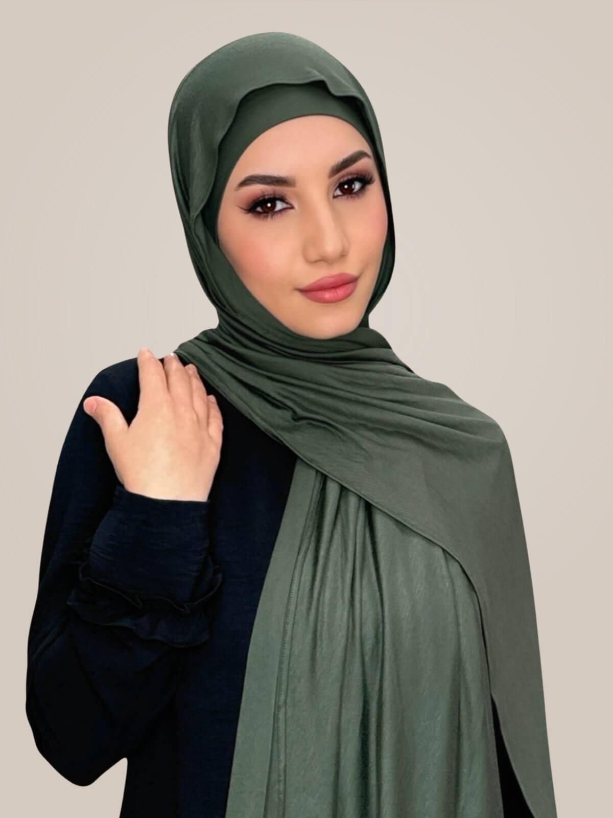 Premium Jersey Hijab-Army Green