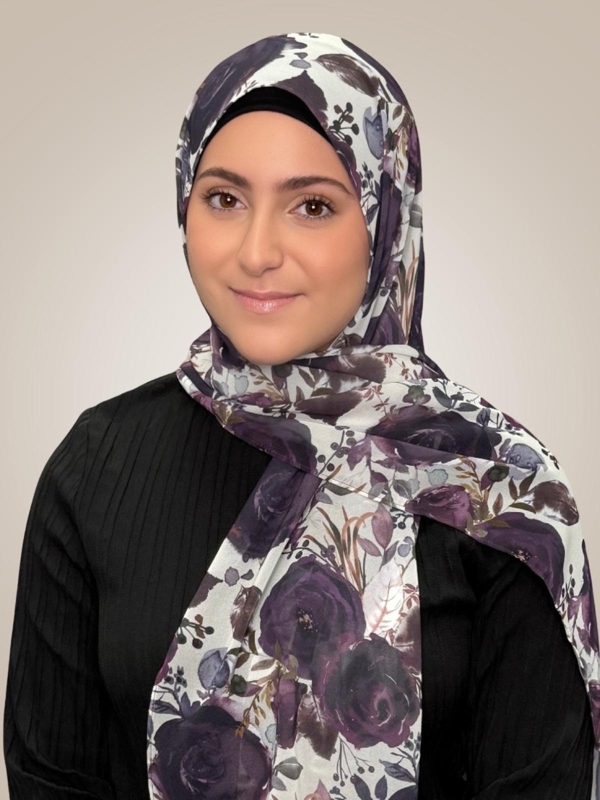 Modish Girl Printed Chiffon Hijab-Plum Orchid