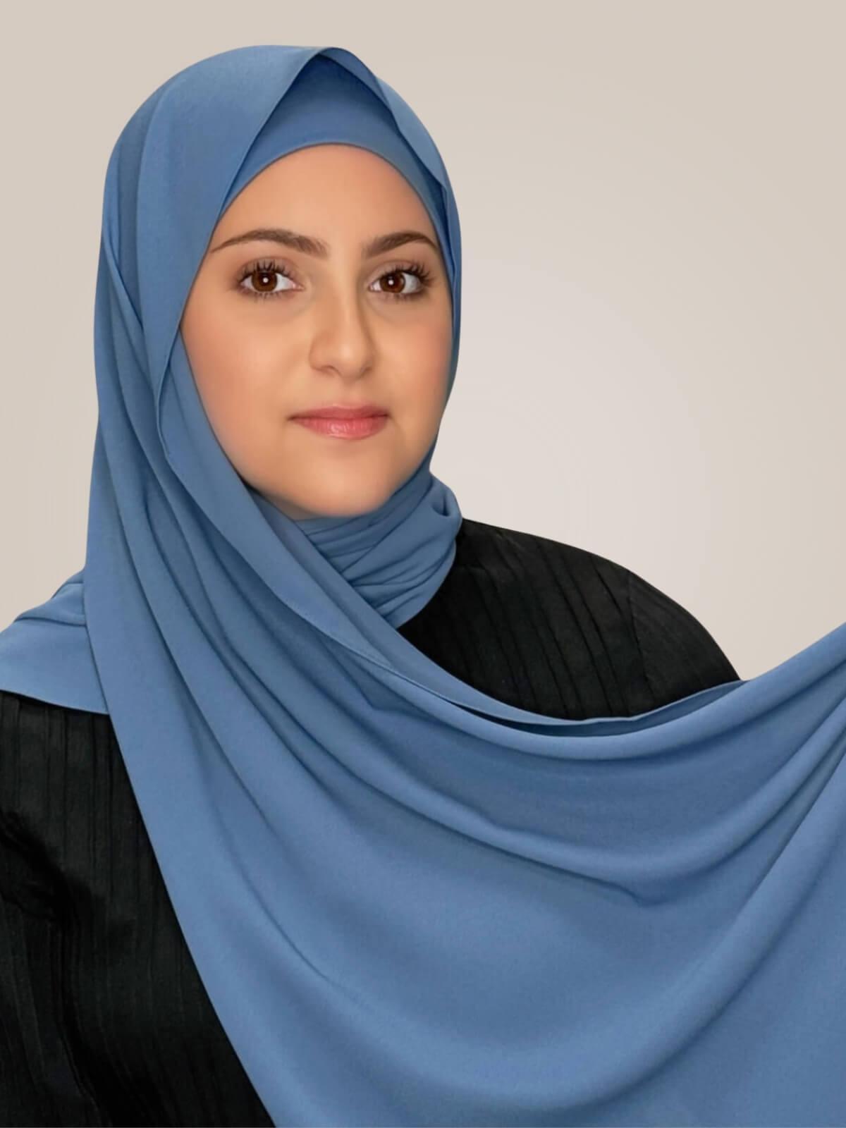 Modish Girl Matching Chiffon Hijab Set-Cool Blue