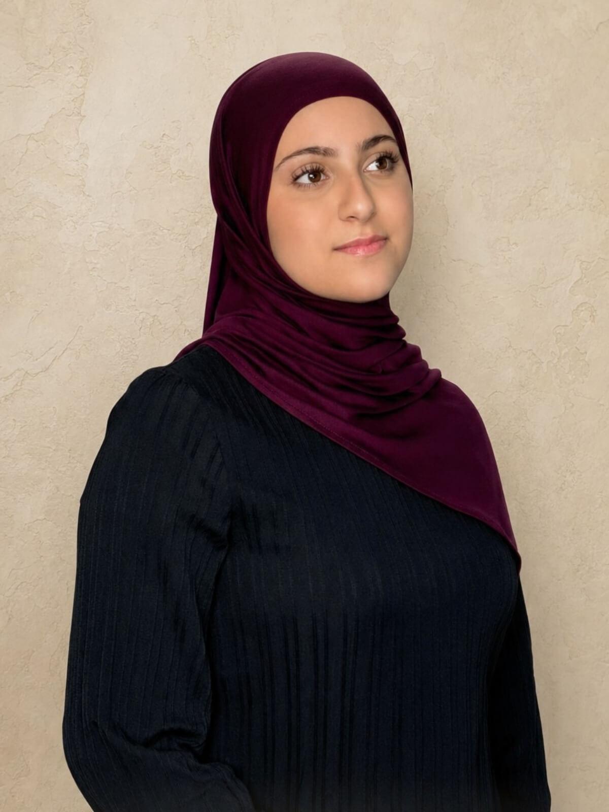Modish Girl Pre-Sewn Jersey Hijab-Wine
