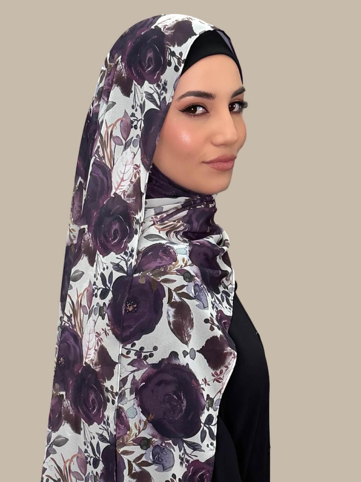 Printed Chiffon Hijab-Plum Orchid