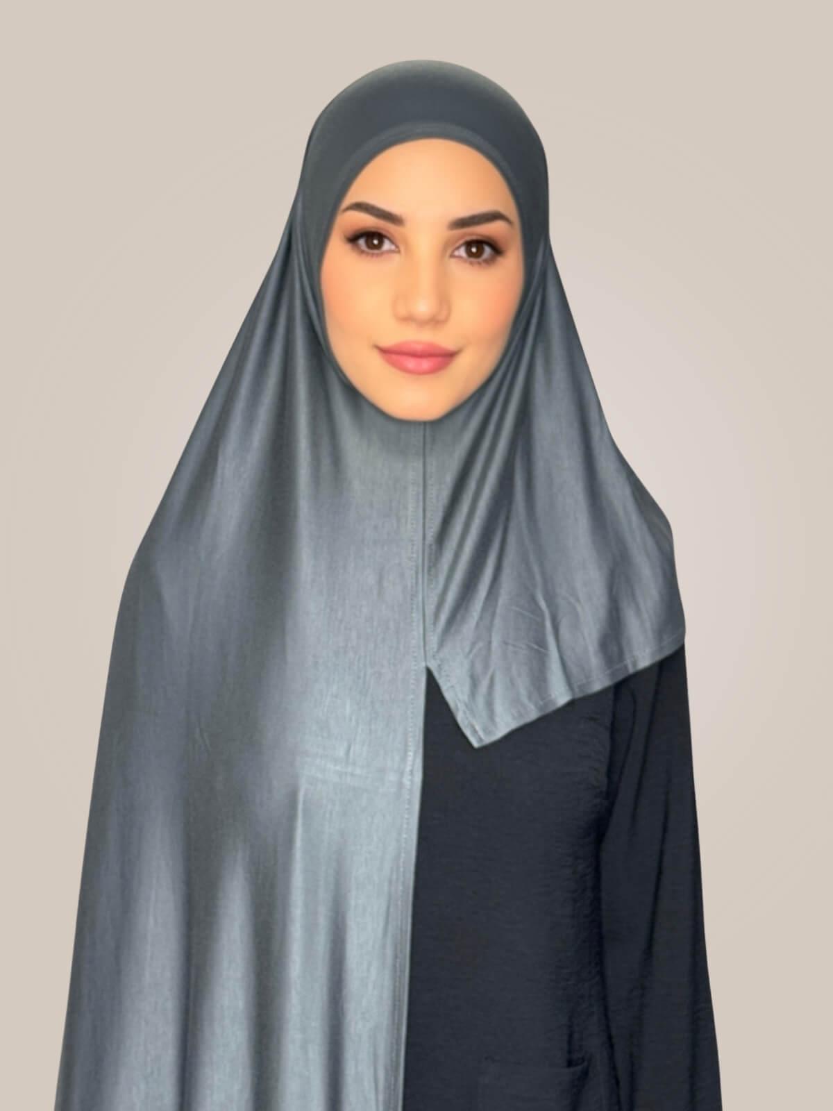 Pre-Sewn Jersey Hijab-Pebble Grey
