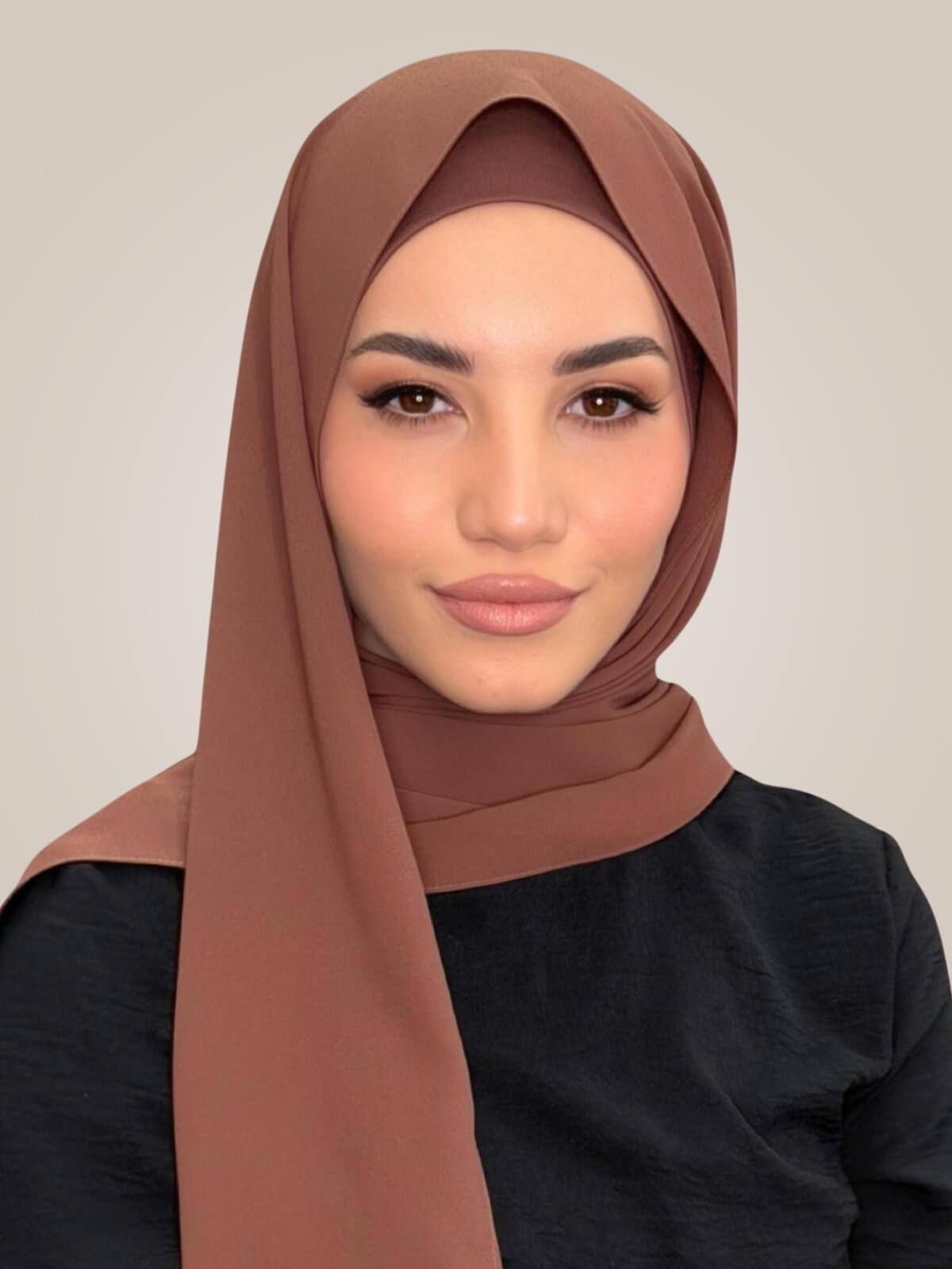 Matching Chiffon Hijab Set-Burnt Redwood