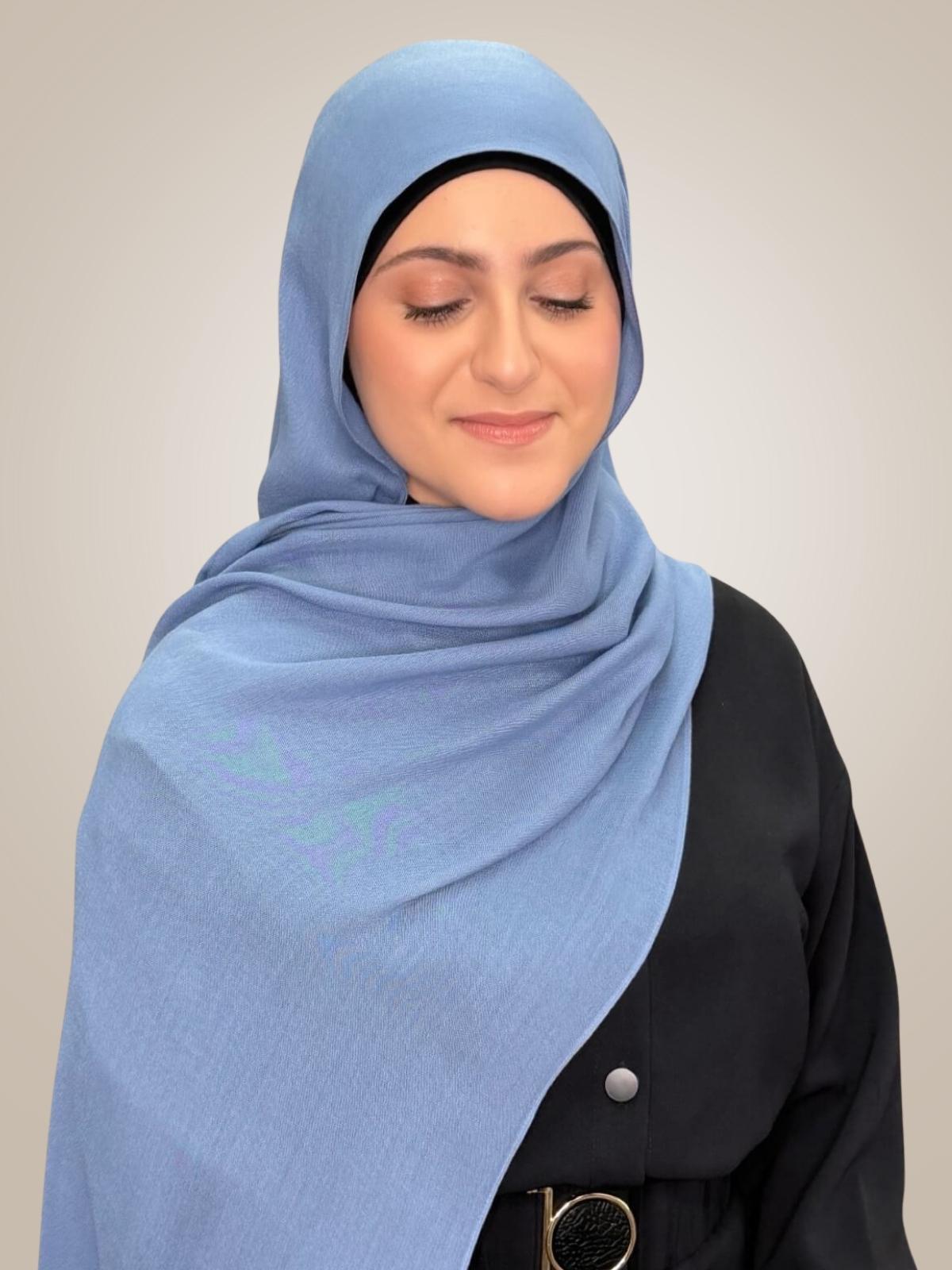 Modish Girl Cotton Modal Hijab-Steel Blue