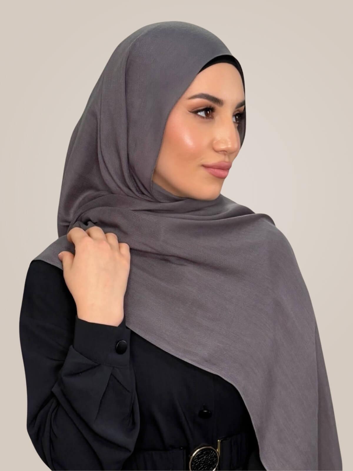 Cotton Modal Hijab-Graphite Grey