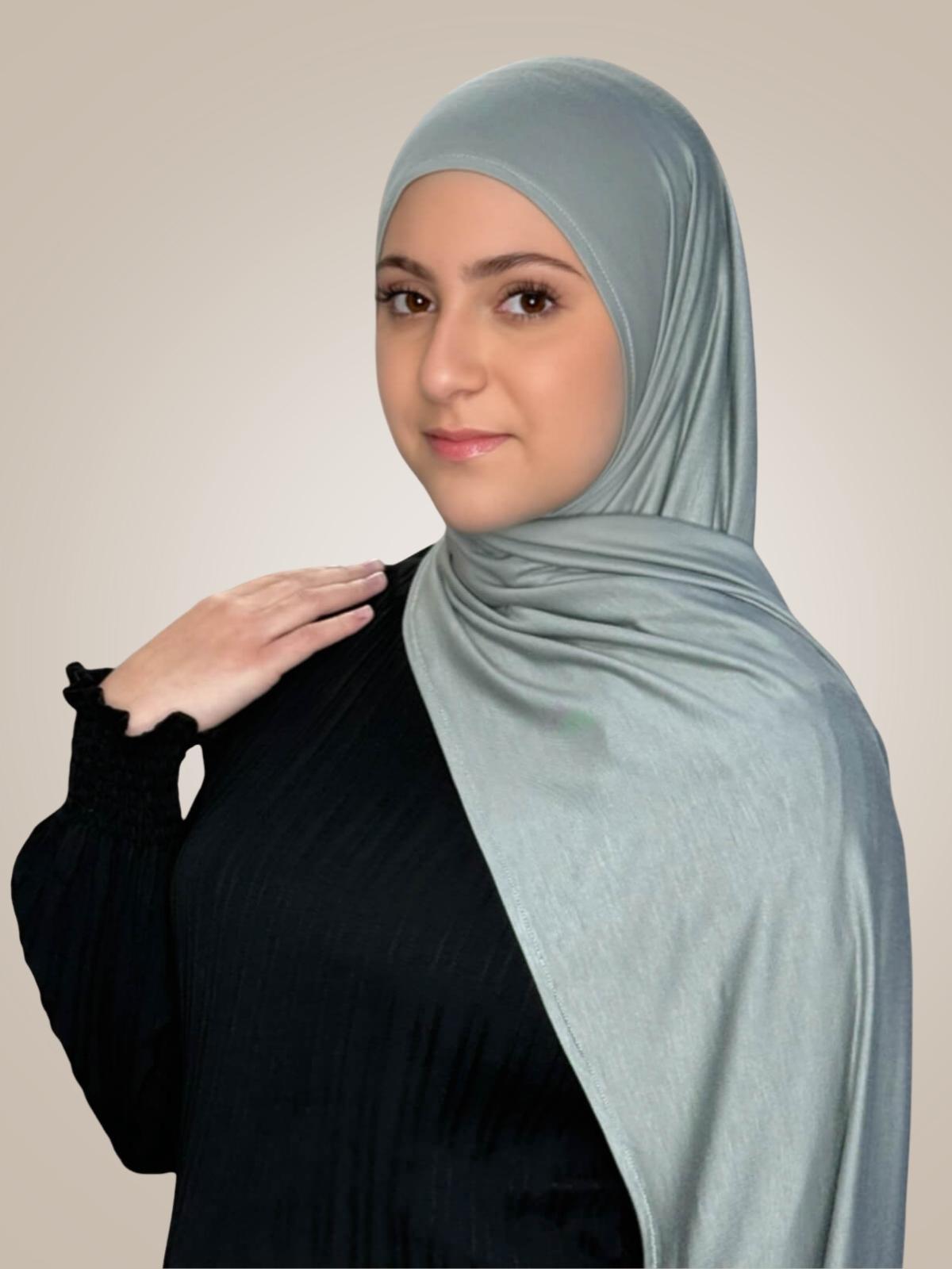Modish Girl Pre-Sewn Jersey Hijab-Stone Green
