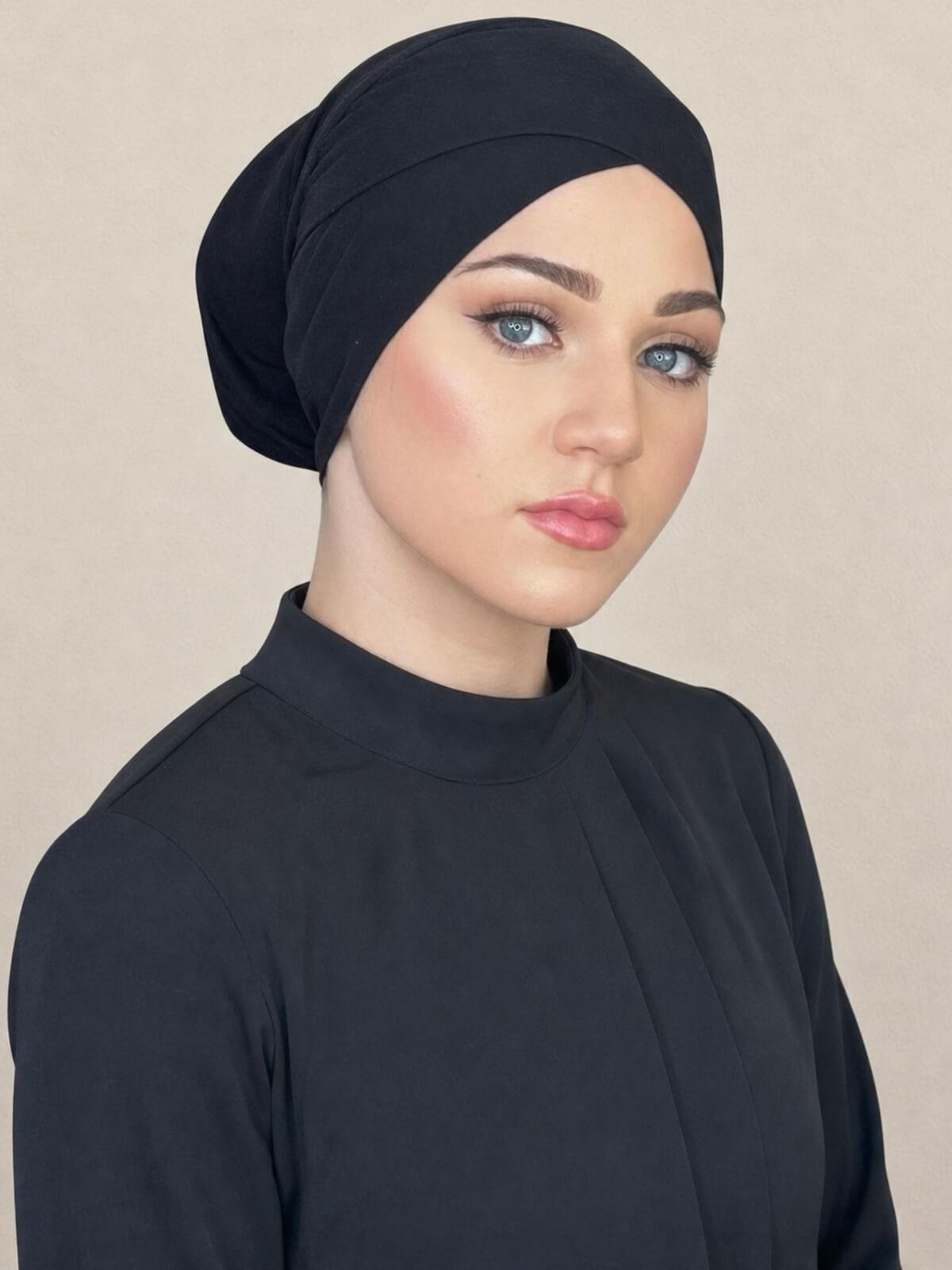 Premium Jersey Cross Front Underscarf-Black