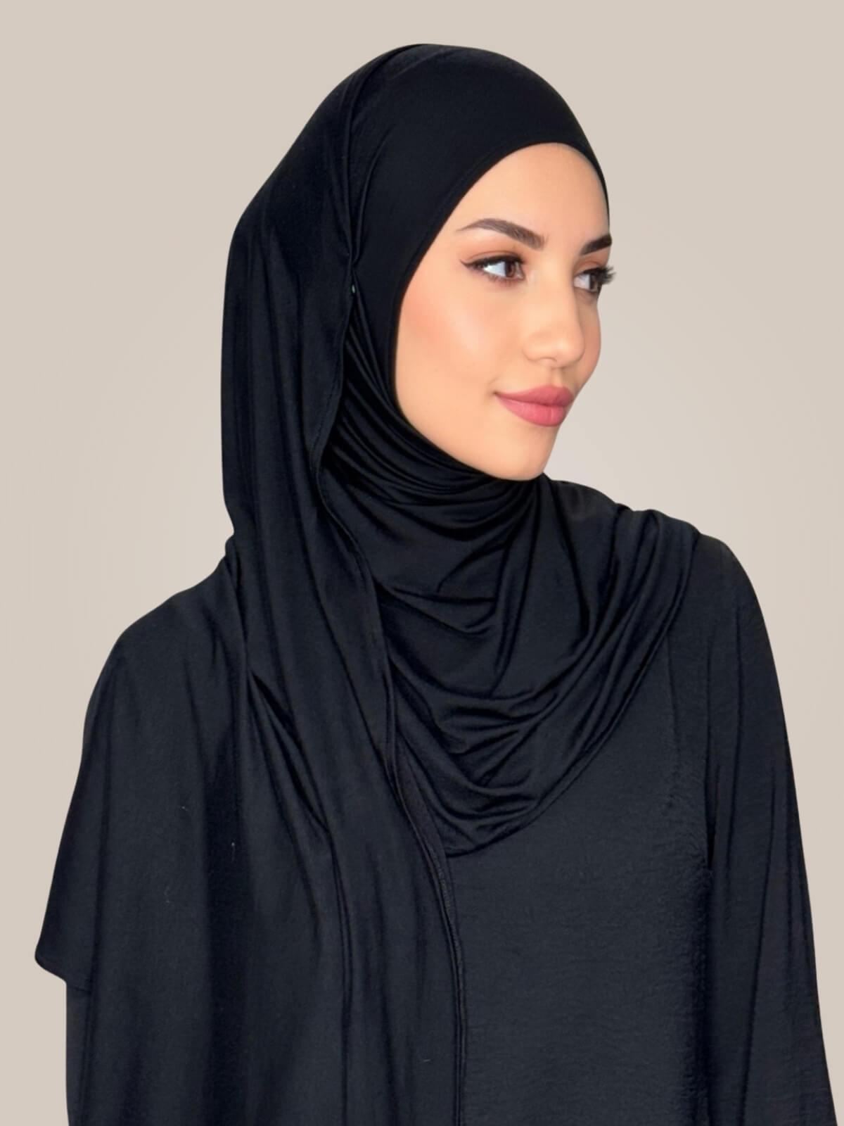 Pre-Sewn Jersey Hijab-Black