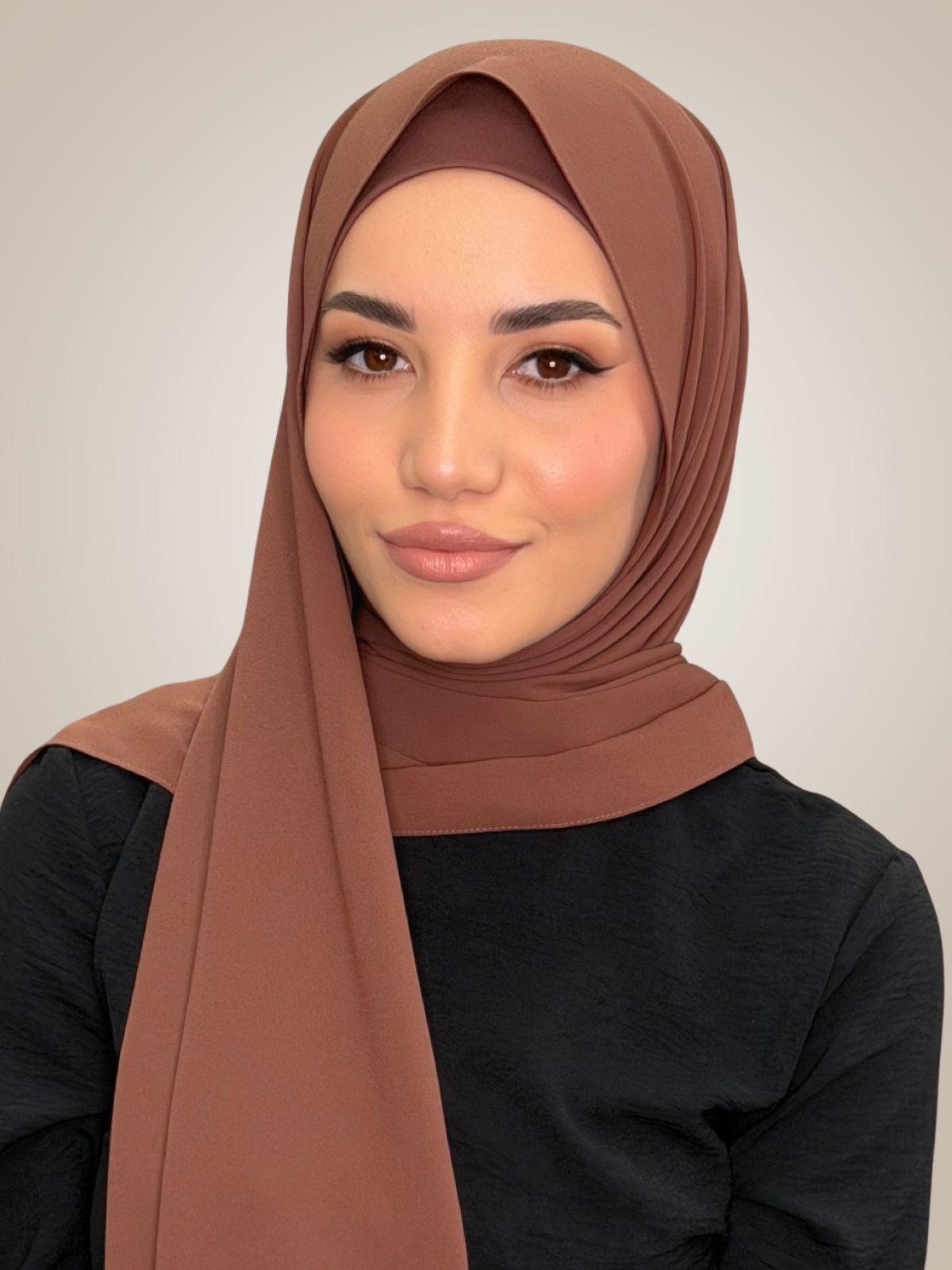 Matching Chiffon Hijab Set-Burnt Redwood