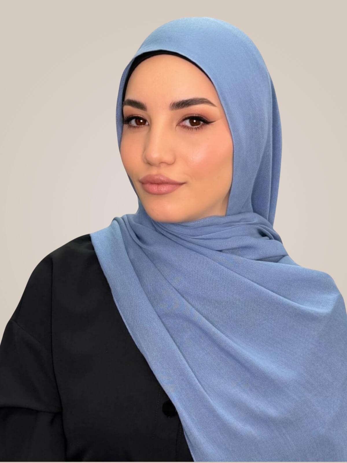Cotton Modal Hijab-Steel Blue