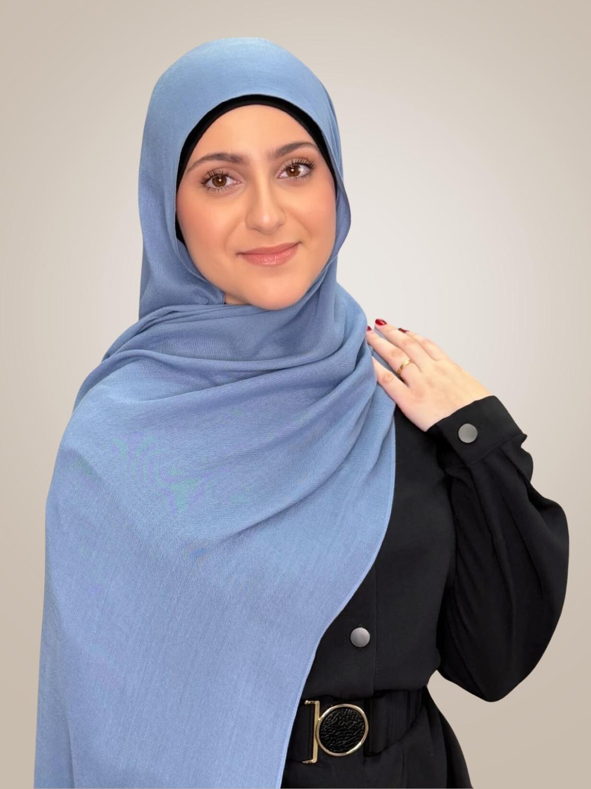 Modish Girl Cotton Modal Hijab-Steel Blue