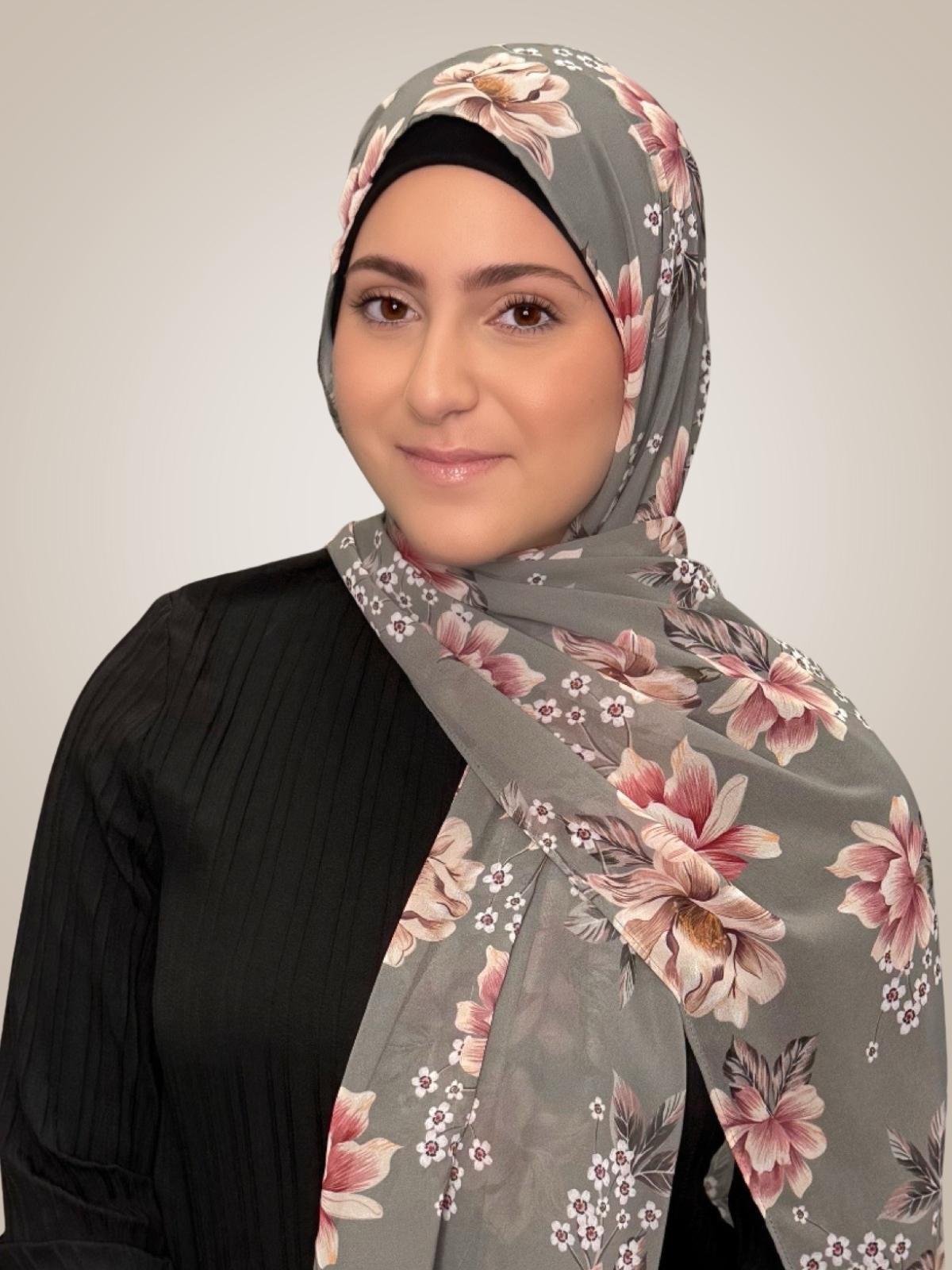 Modish Girl Printed Chiffon Hijab-Vintage Peony