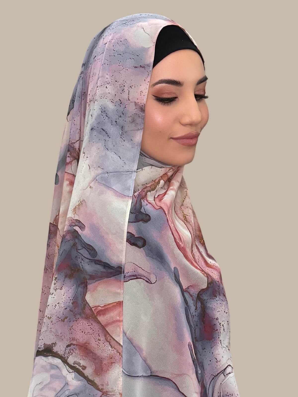 Printed Chiffon Hijab-Blush Quartz