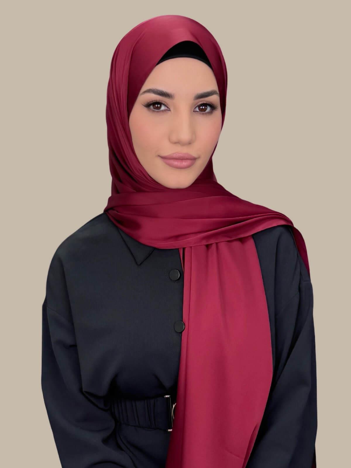 Premium Satin Hijab-Velvet Wine
