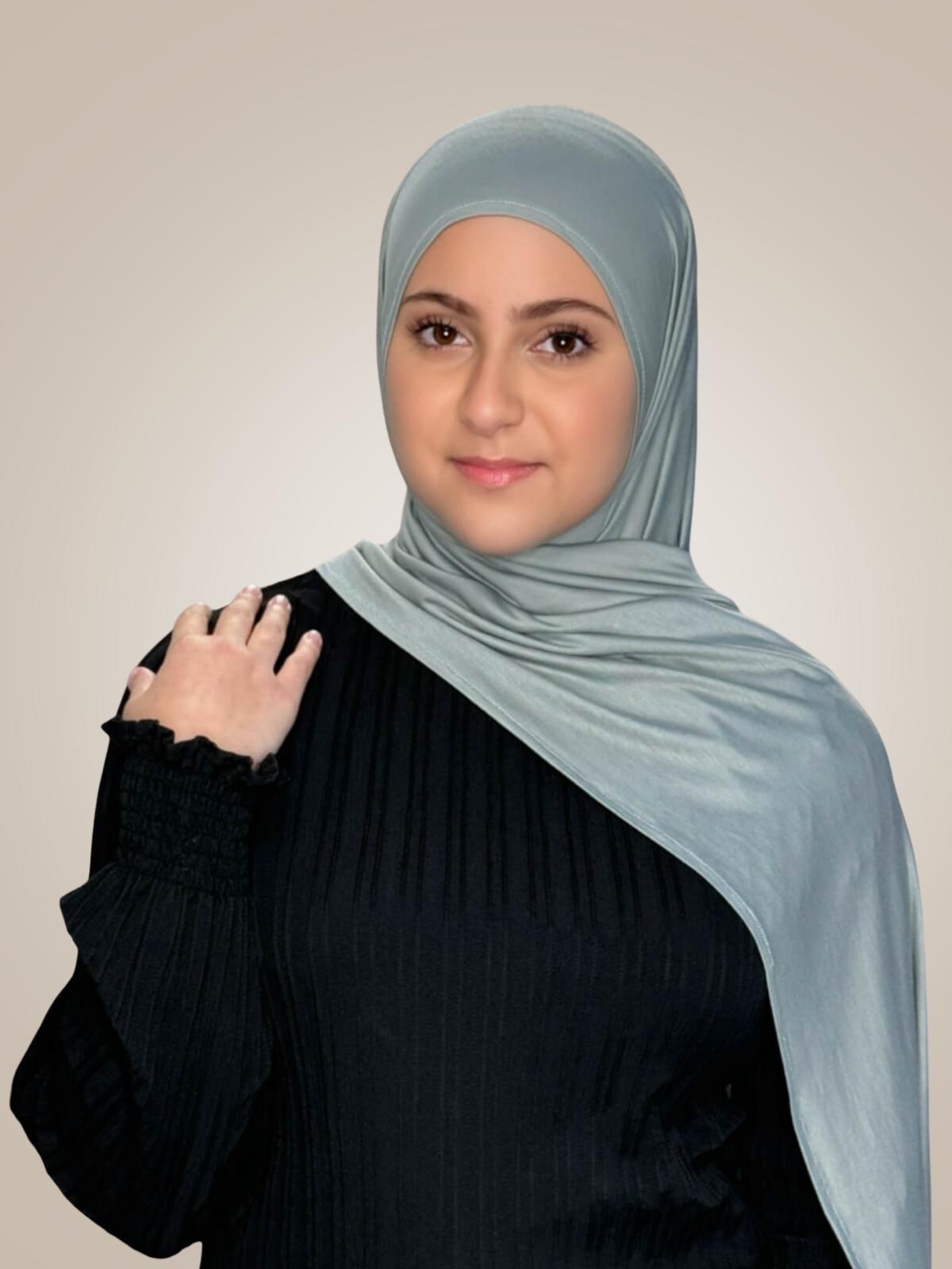Modish Girl Pre-Sewn Jersey Hijab-Stone Green