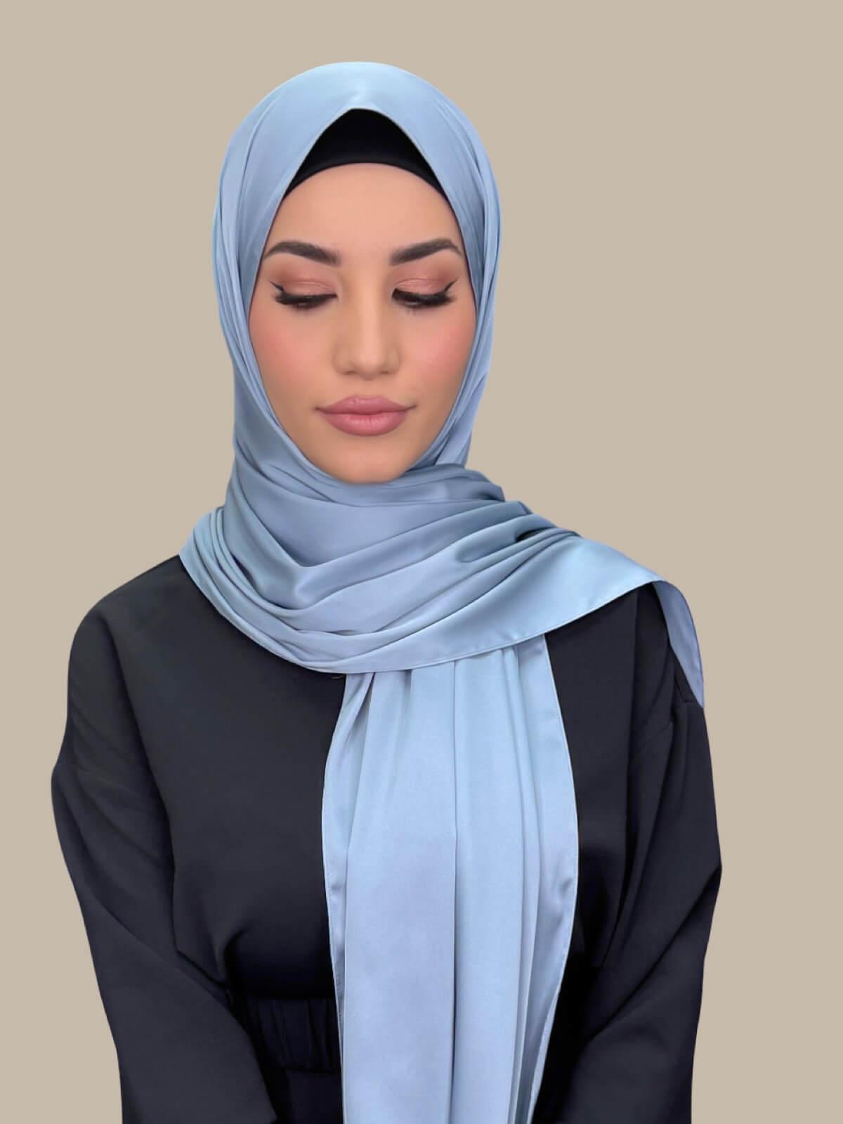 Premium Satin Hijab-Denim Dust