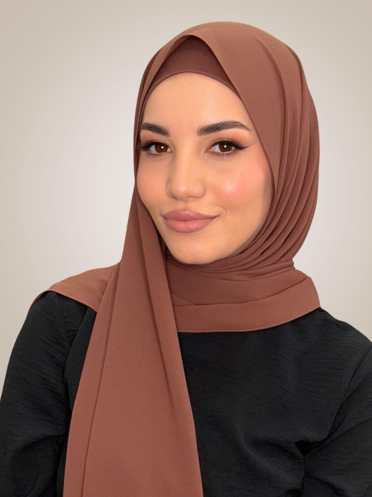 Matching Chiffon Hijab Set-Burnt Redwood