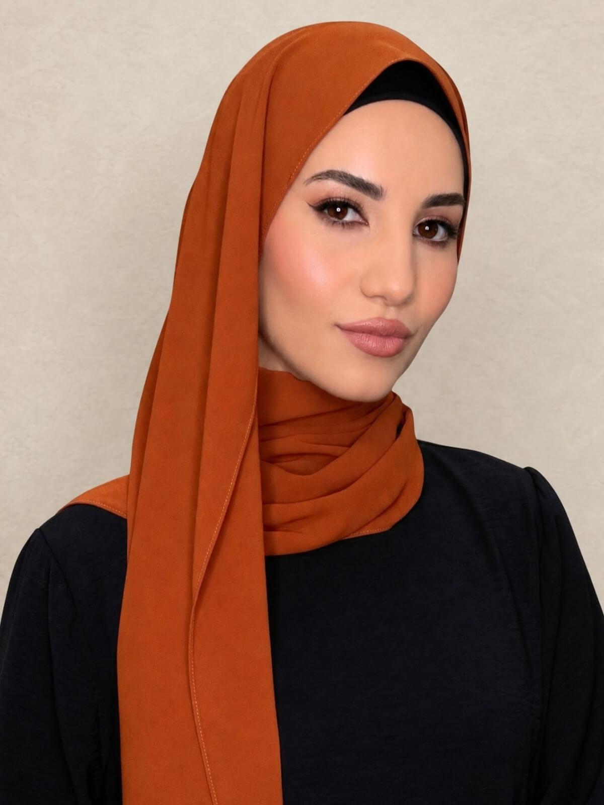 Classic Chiffon Hijab-Burnt Orange