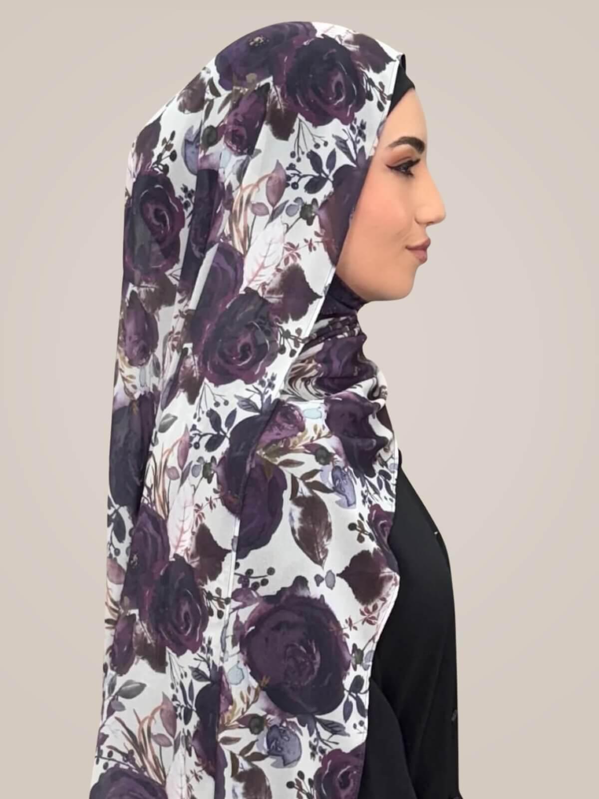 Printed Chiffon Hijab-Plum Orchid