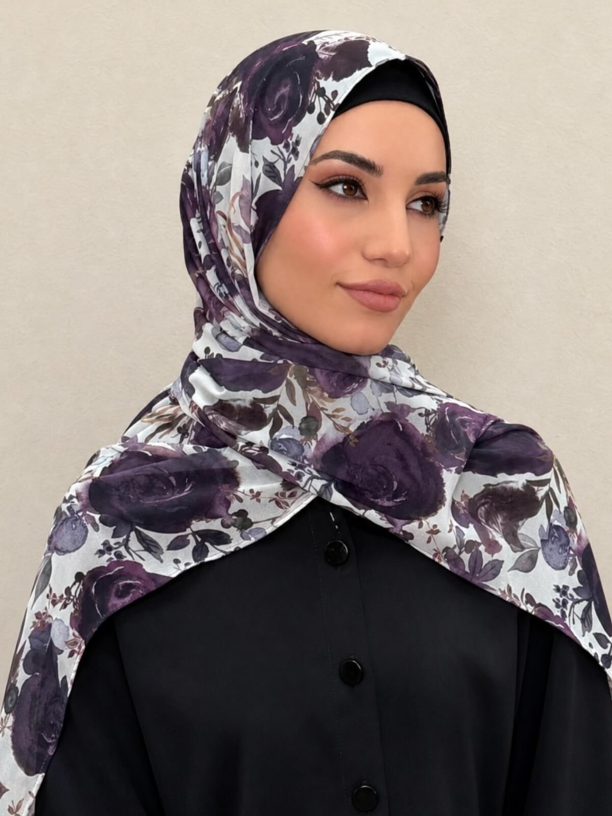 Printed Chiffon Hijab-Plum Orchid