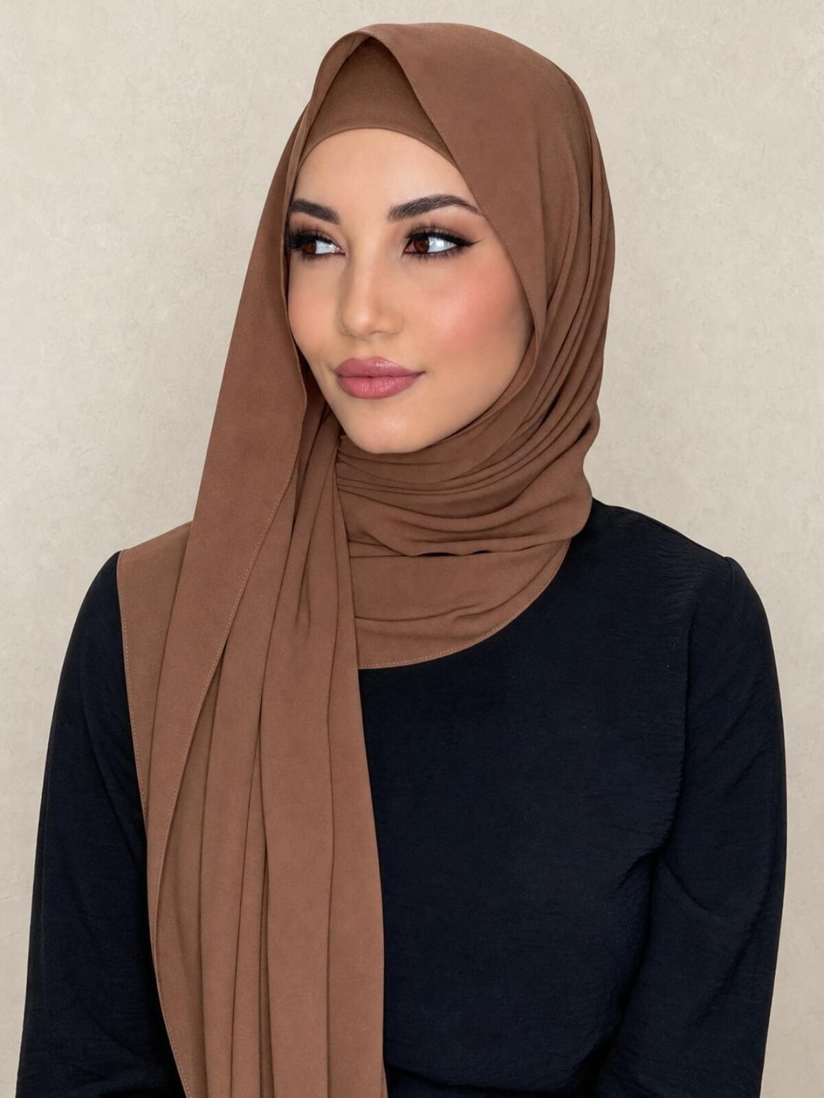 Matching Chiffon Hijab Set-Cinnamon