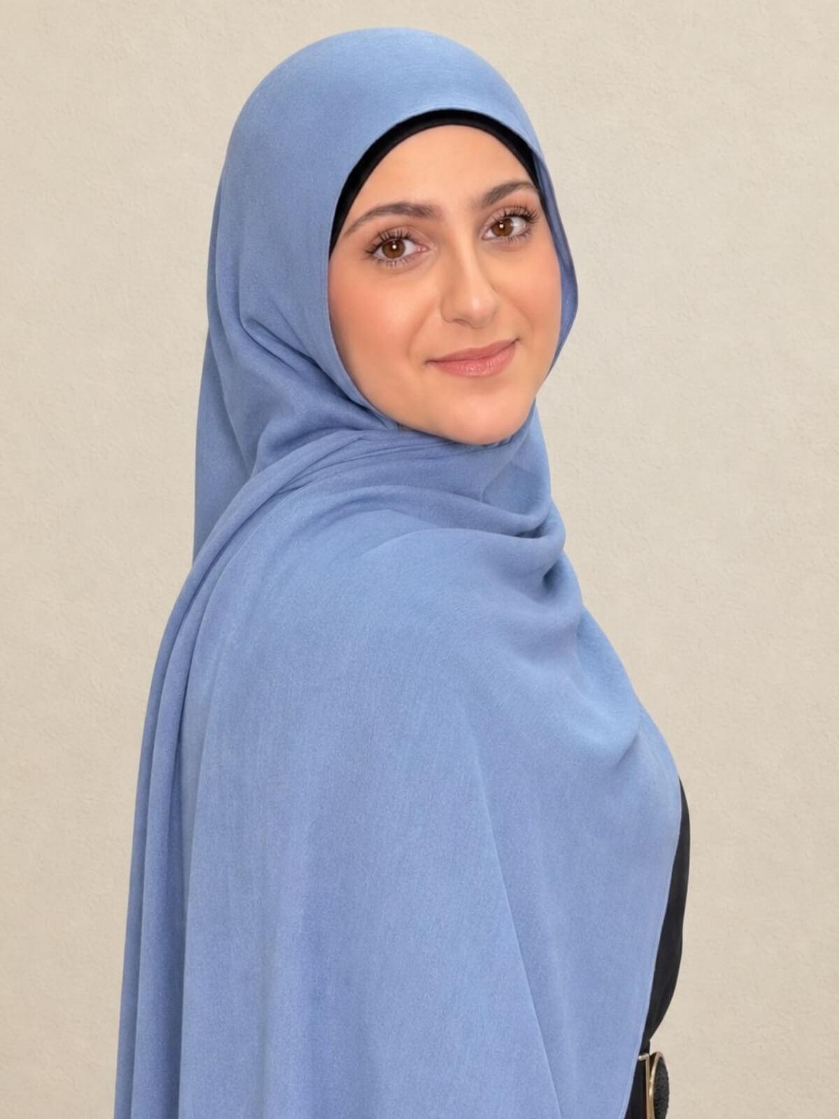 Modish Girl Cotton Modal Hijab-Steel Blue