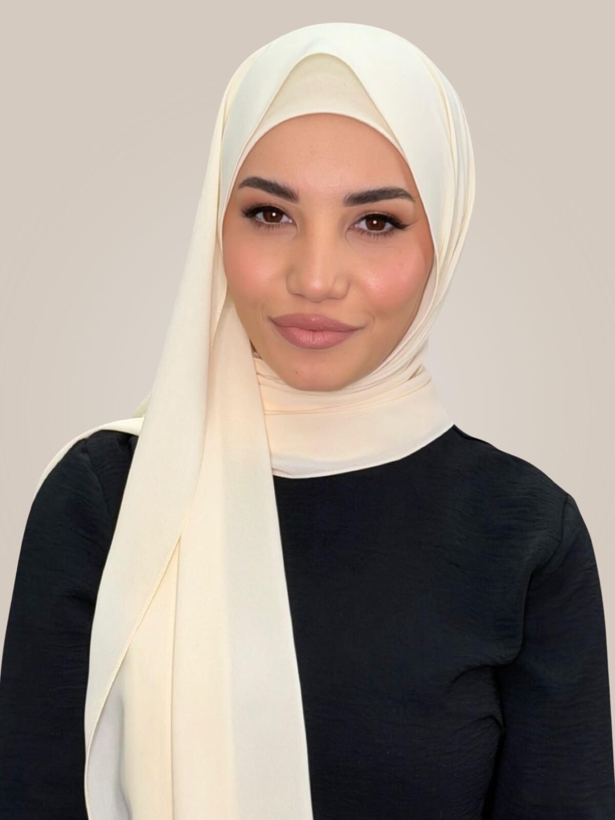 Matching Chiffon Hijab Set-Ivory Lace