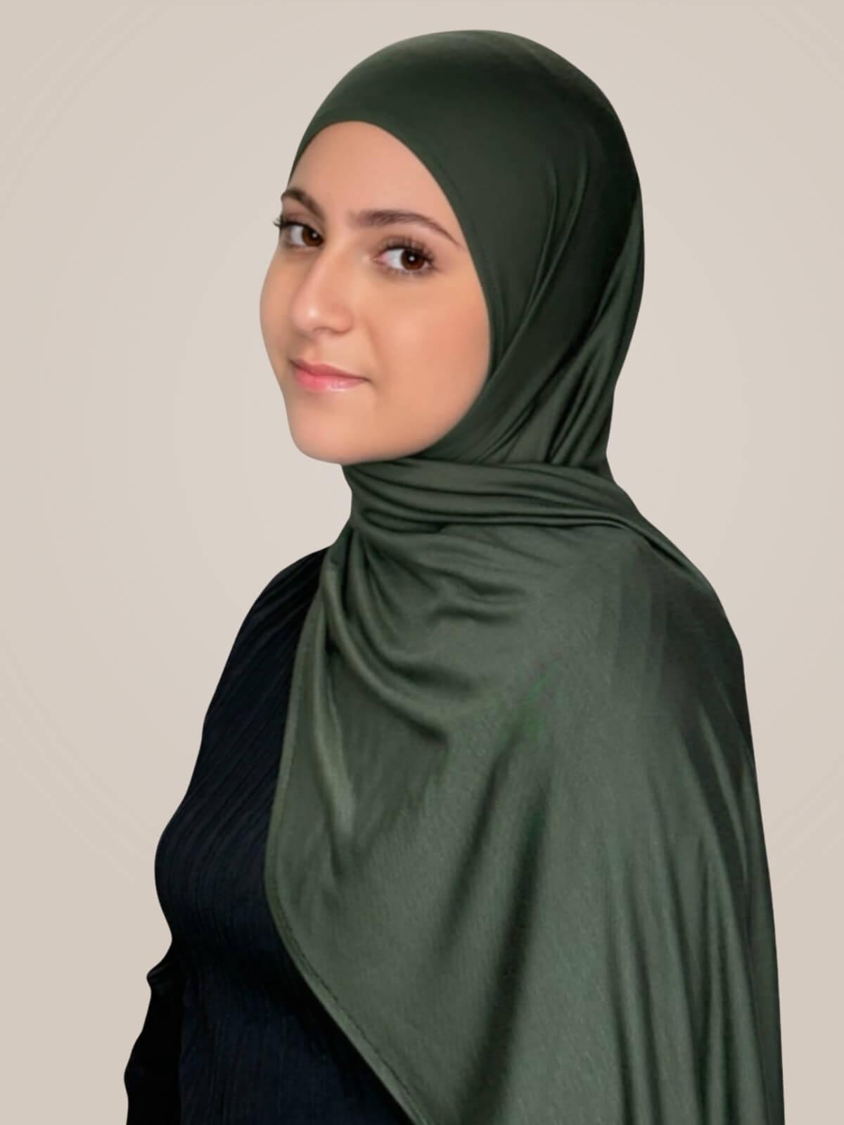 Modish Girl Pre-Sewn Jersey Hijab-Army Green
