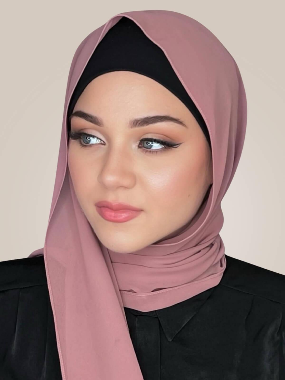 Luxury Chiffon Hijab- Rosey Brown