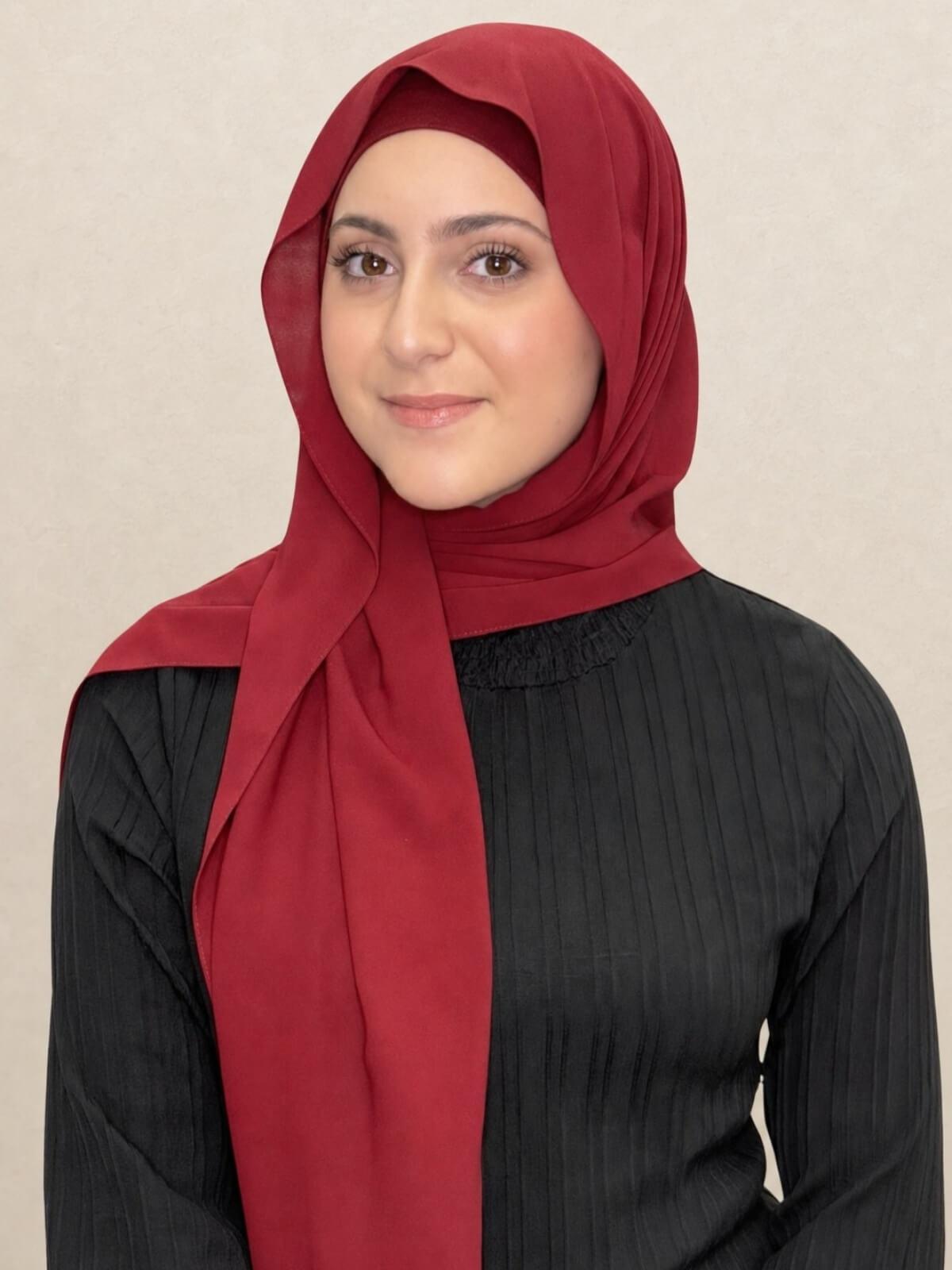 Modish Girl Matching Chiffon Hijab Set-Mahogany