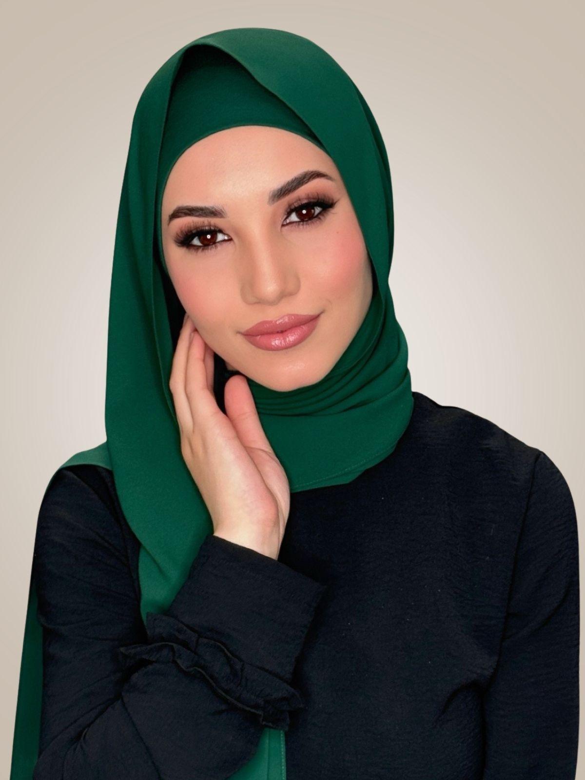 Matching Chiffon Hijab Set-Deep Green