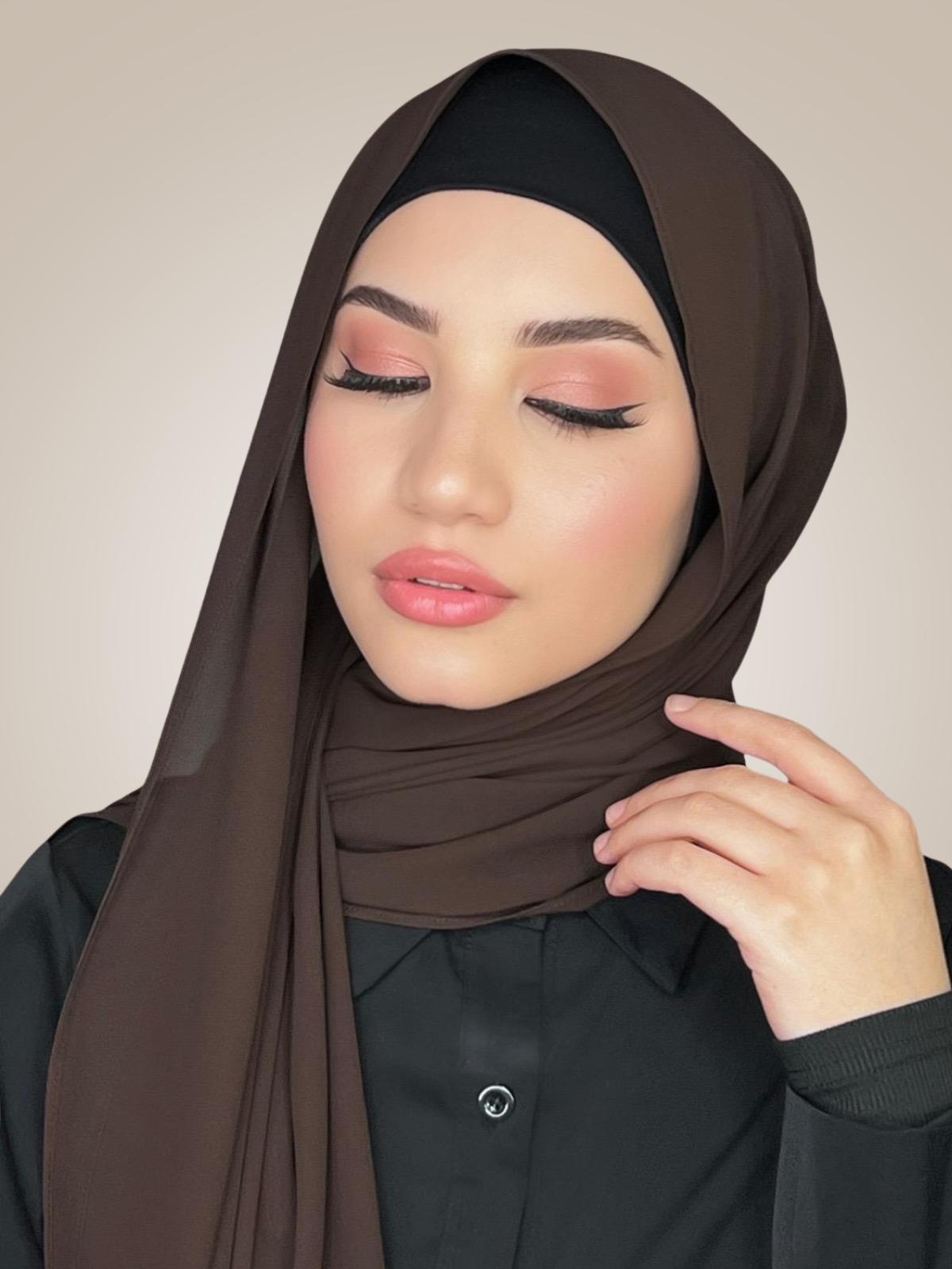 Luxury Chiffon Hijab-Brown