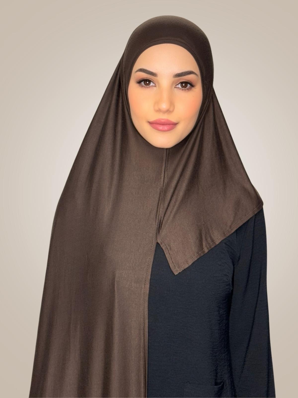 Pre-Sewn Jersey Hijab-Chocolate Brown