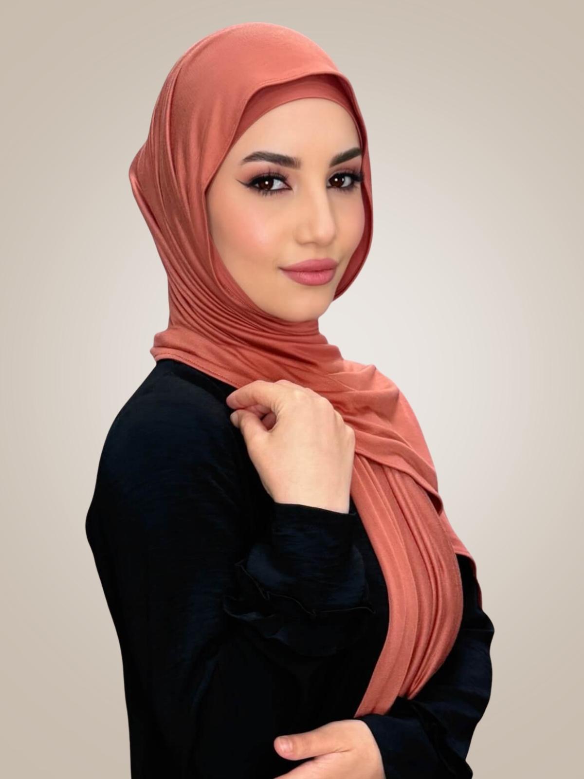 Premium Jersey Hijab-Brick Red