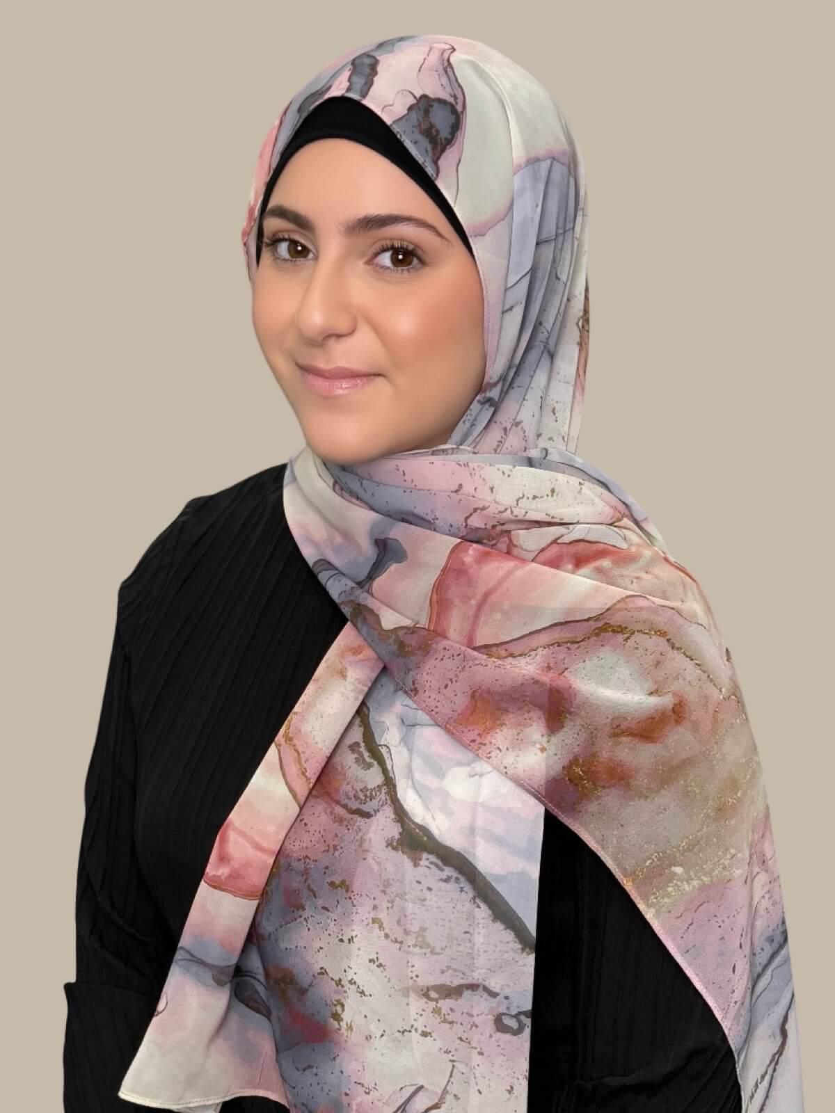 Modish Girl Printed Chiffon Hijab-Blush Quartz