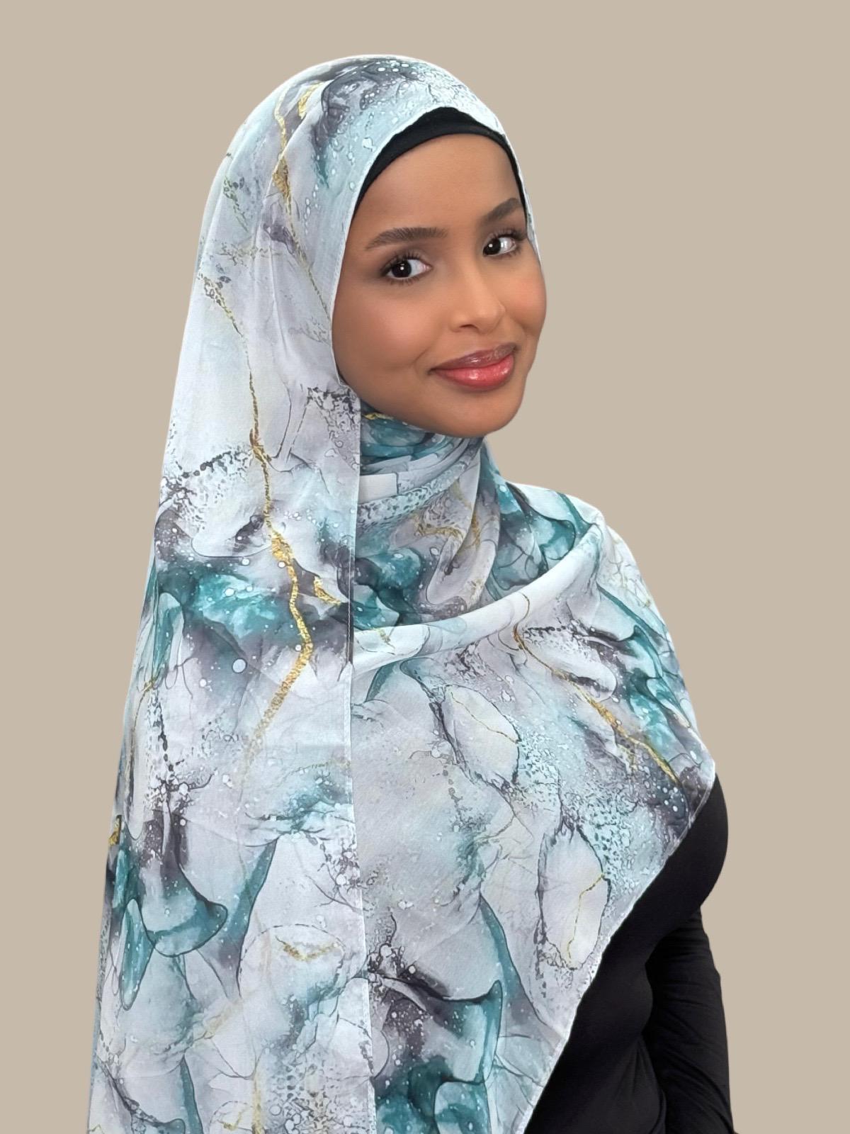 Printed Chiffon Hijab-Mystic Marble