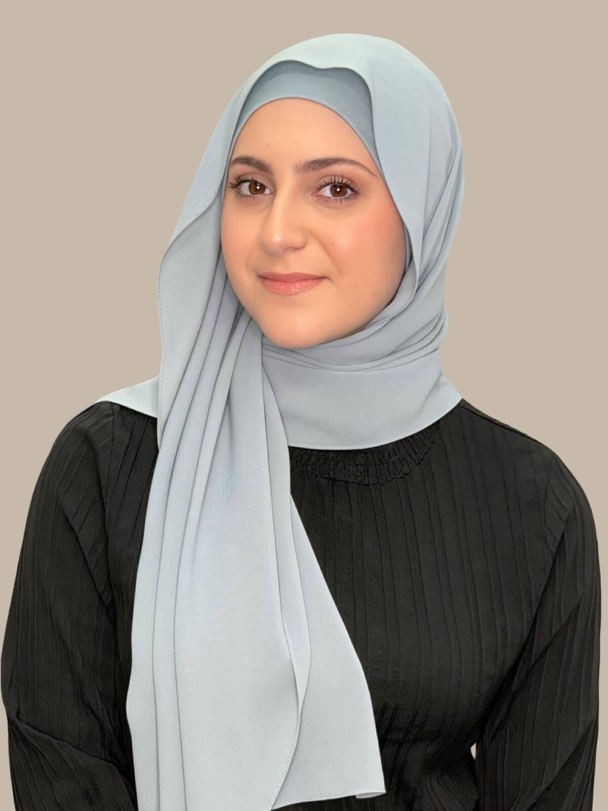 Modish Girl Matching Chiffon Hijab Set-Stone Blue