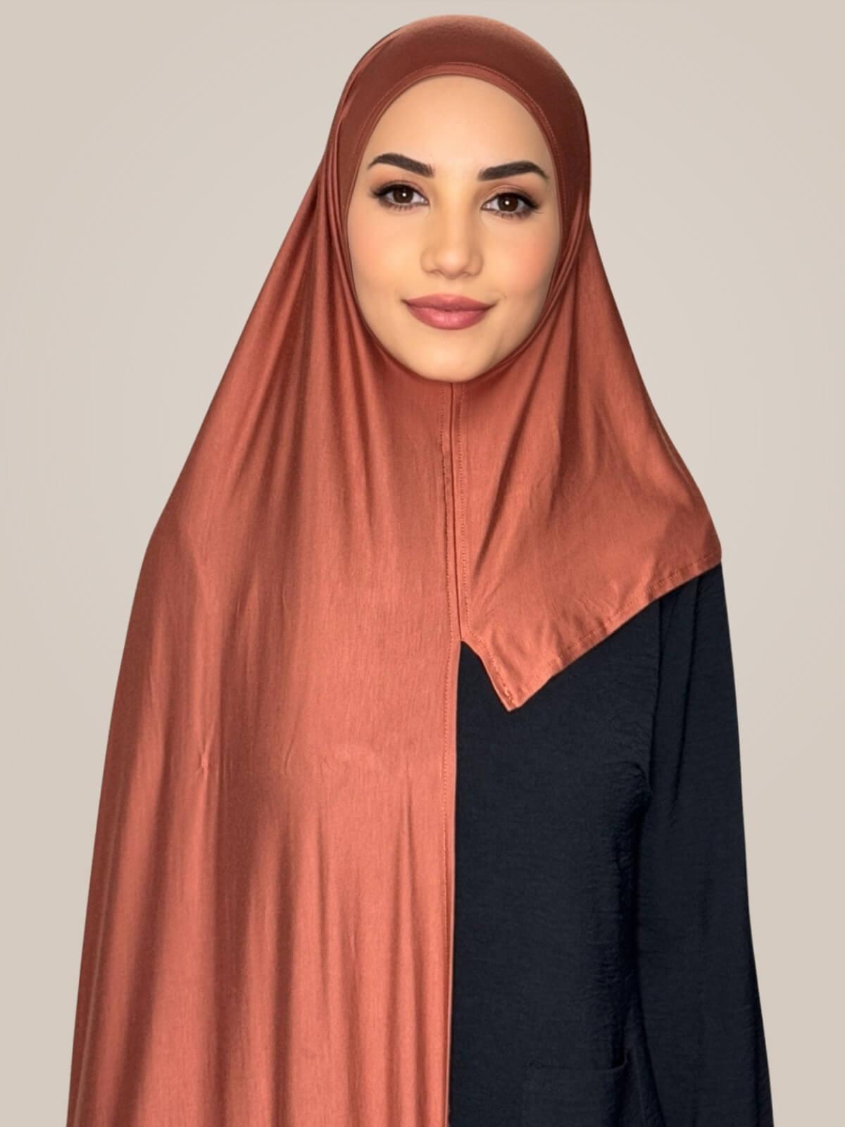Pre-Sewn Jersey Hijab-Brick Red