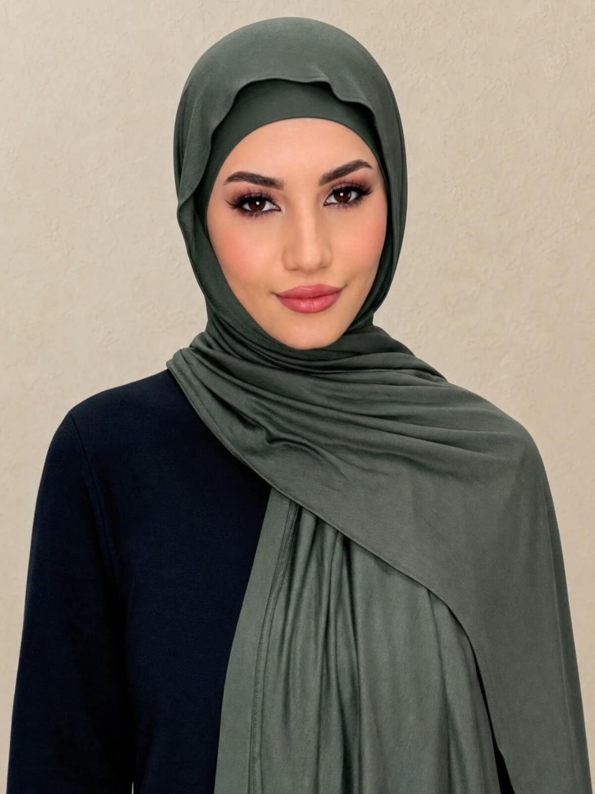 Premium Jersey Hijab-Army Green
