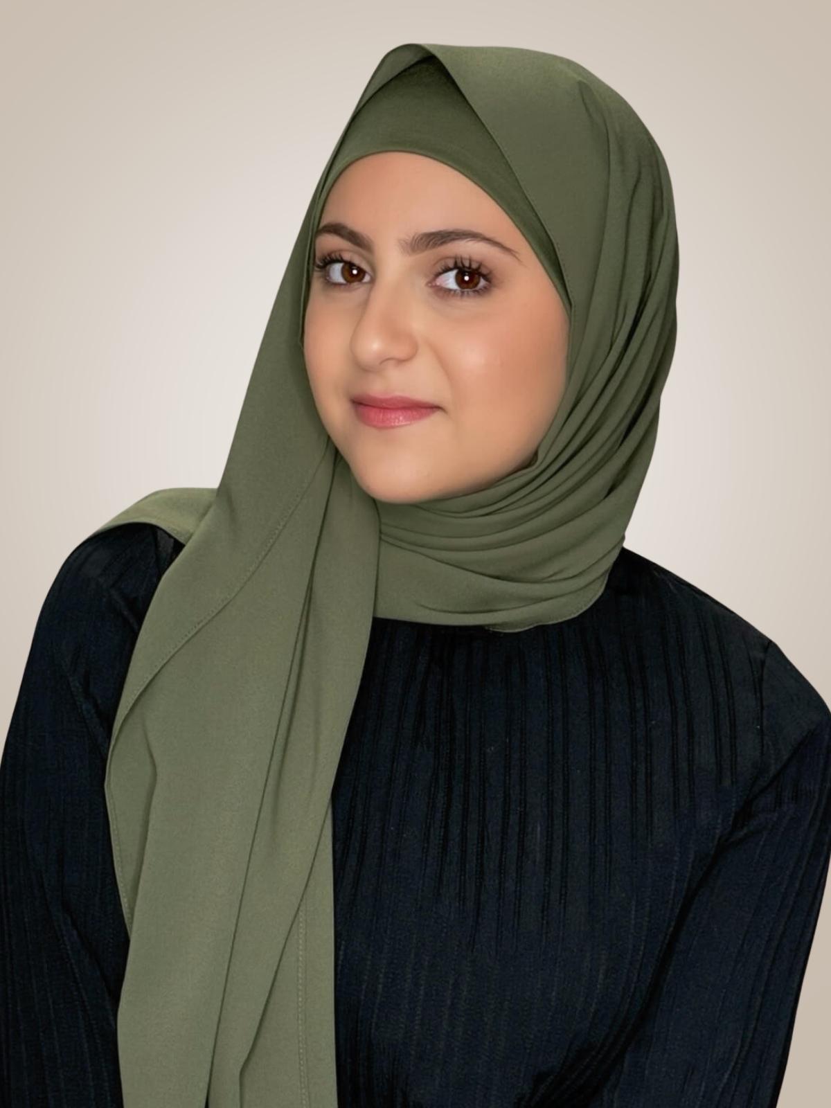Modish Girl Matching Chiffon Hijab Set-Dusty Olive